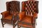 Antique Leather Wing Back Armchairs, Set of 2, Image 5