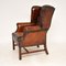 Antique Leather Wing Back Armchairs, Set of 2, Image 9