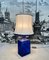 Large Glazed Ceramic Table Lamp with Silk Lampshade, 1960s, Image 9
