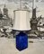 Large Glazed Ceramic Table Lamp with Silk Lampshade, 1960s 13