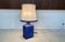 Large Glazed Ceramic Table Lamp with Silk Lampshade, 1960s 17