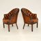 Antique Georgian Style Leather Armchairs, Set of 2 3