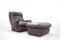 Brauner Vintage Leder Lounge Stuhl und Ottoman von Terstappen 1