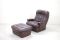 Brauner Vintage Leder Lounge Stuhl und Ottoman von Terstappen 5