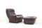 Vintage Brown Leather Lounge Chair and Ottoman from Terstappen, Image 17