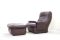 Vintage Brown Leather Lounge Chair and Ottoman from Terstappen, Image 2