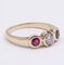 Vintage 14k Gold Ring with Central Diamond Sapphire and Ruby, 1970s 3