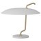 Modell 537 Lampe aus weißem Marmor mit Gestell aus Messing & weißem Reflektor von Gino Sarfatti 1
