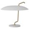 White Marble Model 537 Lamp with Brass Structure & White Reflector by Gino Sarfatti 1