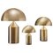 Große, mittelgroße und kleine goldene Atollo Tischlampen von Magistretti für Oluce, 3er Set 1