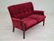 Danish Retro Sofa in Cherry-Red Velour, 1970s 5