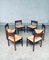 Mid-Century Modern Design Wengé & Paper Cord Dining Chair Set, 1960s, Set of 6 14