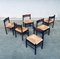 Mid-Century Modern Design Wengé & Paper Cord Dining Chair Set, 1960s, Set of 6, Image 16