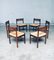 Mid-Century Modern Design Wengé & Paper Cord Dining Chair Set, 1960s, Set of 6 18