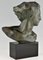 Georges Gori, Busto Art Déco dell'aviatore Jean Mermoz, 1930, bronzo, Immagine 4
