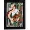 Petroff, Cubist Painting, Lady with Fruit Basket & Violin, Oil on Board, Framed 1