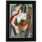 Petroff, Cubist Painting, Lady with Fruit Basket & Violin, Oil on Board, Framed, Image 1