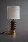 Mid-Century Modern Brown and Gold Plated Ceramic Table Lamp, Image 1