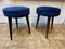 Mid-Century Italian Wood Brass Velvet Stools by Umberto Mascagni, 1960s, Set of 2 1