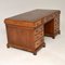 Large Antique Burr Walnut Leather Top Pedestal Desk, Image 5