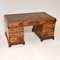 Large Antique Burr Walnut Leather Top Pedestal Desk 2