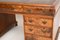 Large Antique Burr Walnut Leather Top Pedestal Desk, Image 4