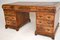 Large Antique Burr Walnut Leather Top Pedestal Desk, Image 8