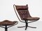 Falcon Chair and Ottoman in Brown Leather by Sigurd Ressell for Vatne Möbler, 1970s, Set of 2 2