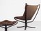 Falcon Chair and Ottoman in Brown Leather by Sigurd Ressell for Vatne Möbler, 1970s, Set of 2 3