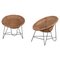Mid-Century Modern Light Brown Rattan Basket Chairs, Set of 2 1