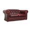 Tudor Dark Red Leather Chesterfield Sofa 6