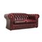 Tudor Dark Red Leather Chesterfield Sofa, Image 6