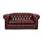 Tudor Dark Red Leather Chesterfield Sofa 1