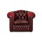 Tudor Dark Red Leather Chesterfield Armchair, Image 6