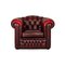 Tudor Leder Chesterfield Sessel in Dunkelrot 6