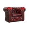 Tudor Dark Red Leather Chesterfield Armchair 1