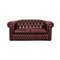 Divano Tudor vintage in pelle rossa scura di Chesterfield, set di 3, Immagine 12