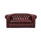 Vintage Dark Red Leather Tudor Sofa from Chesterfield, Set of 3, Image 12
