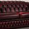 Canapé Tudor Vintage en Cuir Rouge Foncé de Chesterfield, Set de 3 5