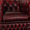 Canapé Tudor Vintage en Cuir Rouge Foncé de Chesterfield, Set de 3 6