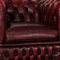 Divano Tudor vintage in pelle rossa scura di Chesterfield, set di 3, Immagine 6