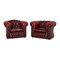 Dark Red Leather Tudor Armchair from Chesterfield, Set of 2 1