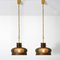Vintage Pendant Light in Brown and Bubble Glass by Carl Fagerlund for Orrefors, Set of 2, Image 11