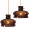 Vintage Pendant Light in Brown and Bubble Glass by Carl Fagerlund for Orrefors, Set of 2, Image 5