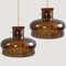 Vintage Pendant Light in Brown and Bubble Glass by Carl Fagerlund for Orrefors, Set of 2 7