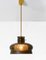 Lámpara colgante vintage de vidrio burbuja y marrón de Carl Fagerlund para Orrefors. Juego de 2, Imagen 9
