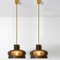Vintage Pendant Light in Brown and Bubble Glass by Carl Fagerlund for Orrefors, Set of 2, Image 8
