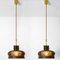 Vintage Pendant Light in Brown and Bubble Glass by Carl Fagerlund for Orrefors, Set of 2, Image 12