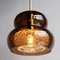 Vintage Pendant Light in Brown and Bubble Glass by Carl Fagerlund for Orrefors, Set of 2 7