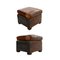 Vintage Clubsessel und Leder Pouf 4